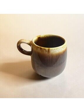McCoy 7025 USA Brown Drip Glaze Coffee Mug Vintage 3.5"H